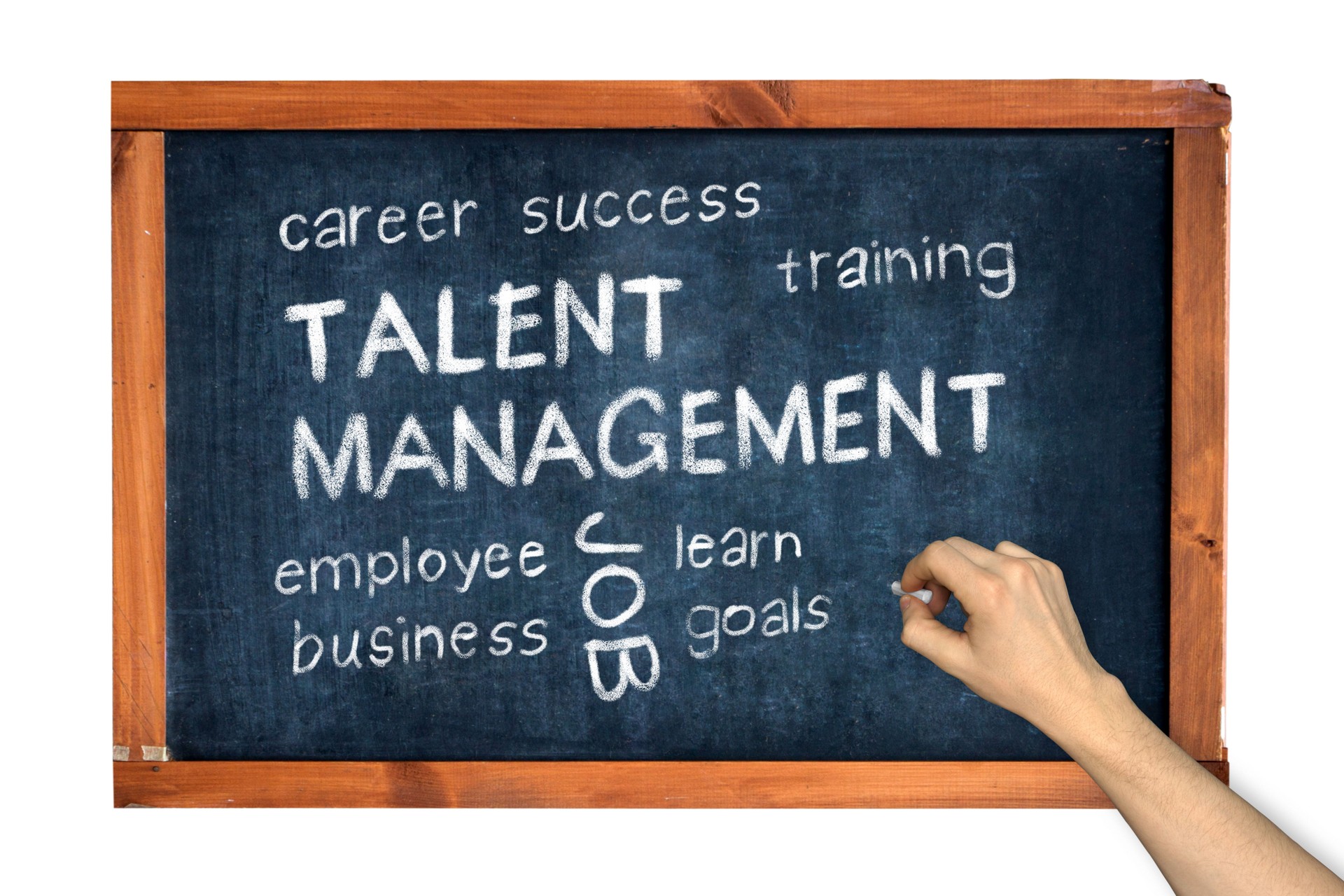 Writing Talent Management on a blackboard